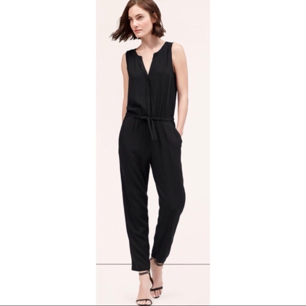 LOFT Fluid Sleeveless Black Jumpsuit